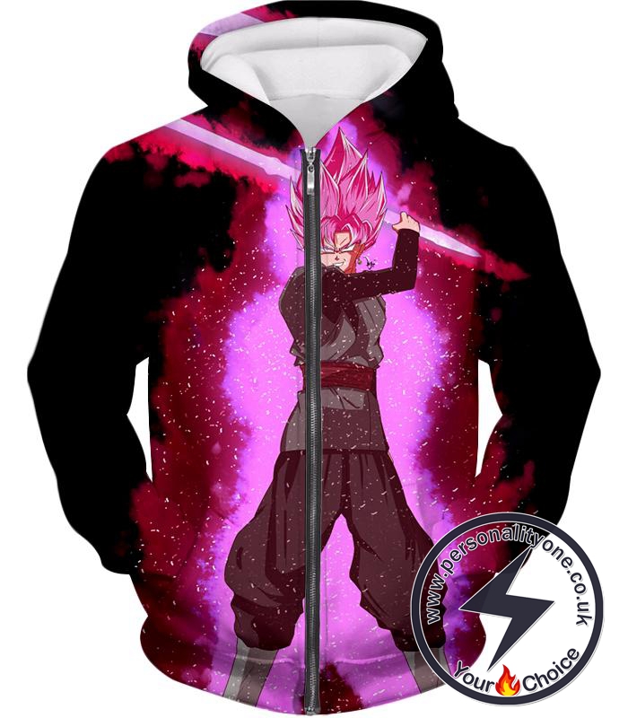 Dragon Ball Super Dangerous Evil Zamasu Super Saiyan Rose Action Cool Black Zip Up Hoodie